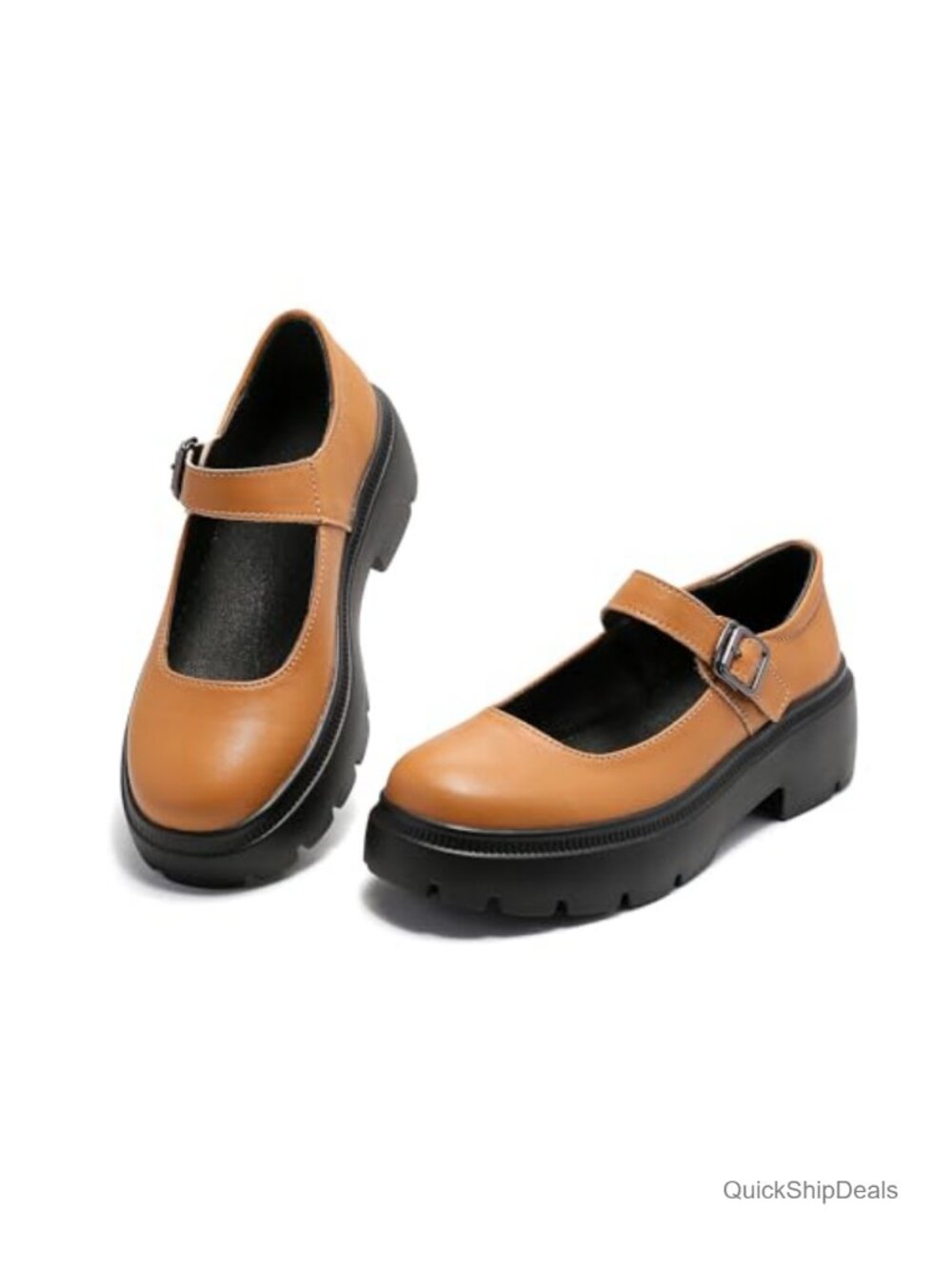 Mary Jane Platform Pumps Chunky Low Heel Round-Toe Oxford Dress Shoes Work